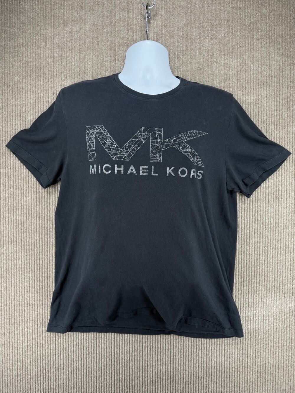 Michael Kors Mens Black Graphic Logo T-Shirt Size L